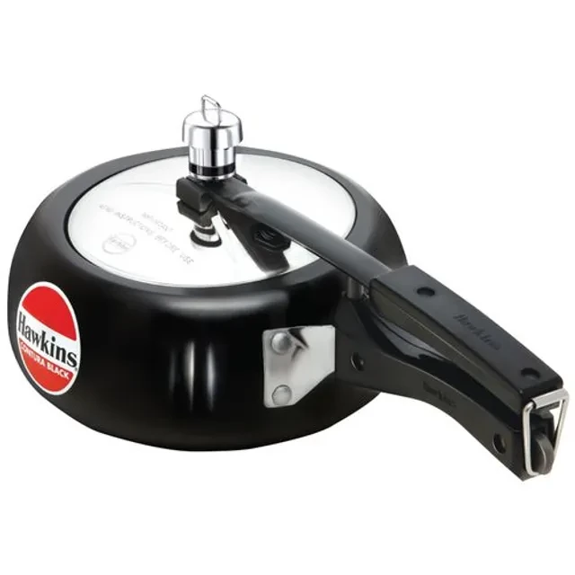 Hawkins Contura Hard Anodised Black Inner Lid Pressure Cooker - With Handle, CB20, 2 l-2.webp